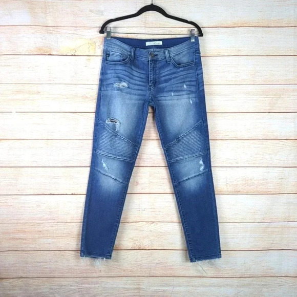 Kancan Size 28  Skinny Destroyed Moto Blue Distressed Ankle Jeans By Stephen - Picture 1 of 12
